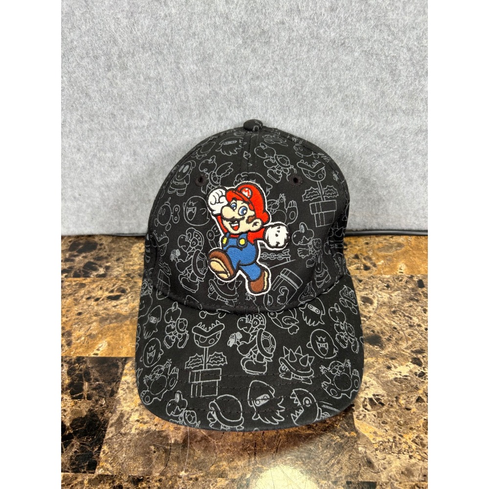Nintendo Super Mario Bros Baseball Cap Black Red All Over Print Character OS